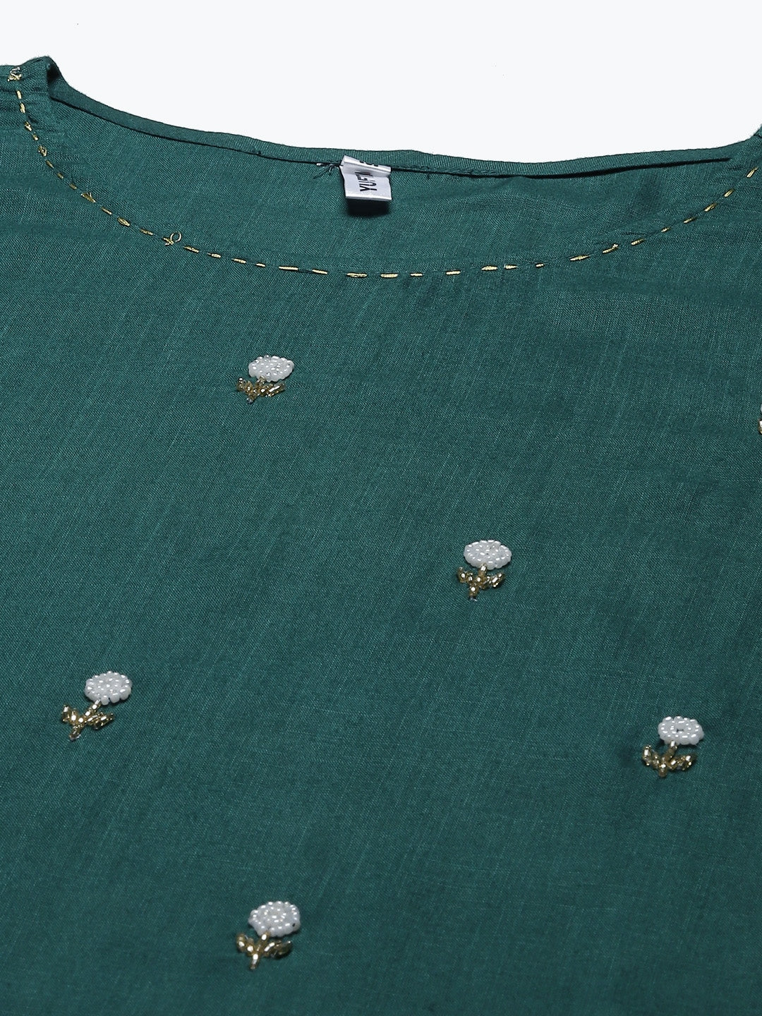 Dark Green Embroidery Kurta-Yufta Store-5122KURTGS