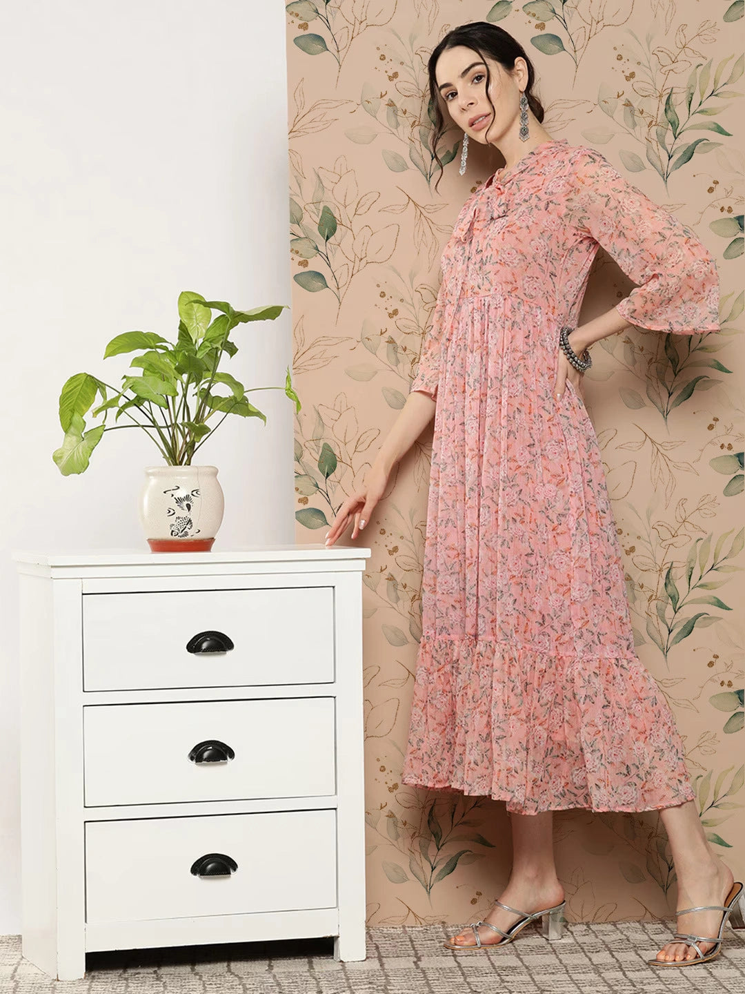 Floral Midi Dress-Yufta Store-8513DRSPCS