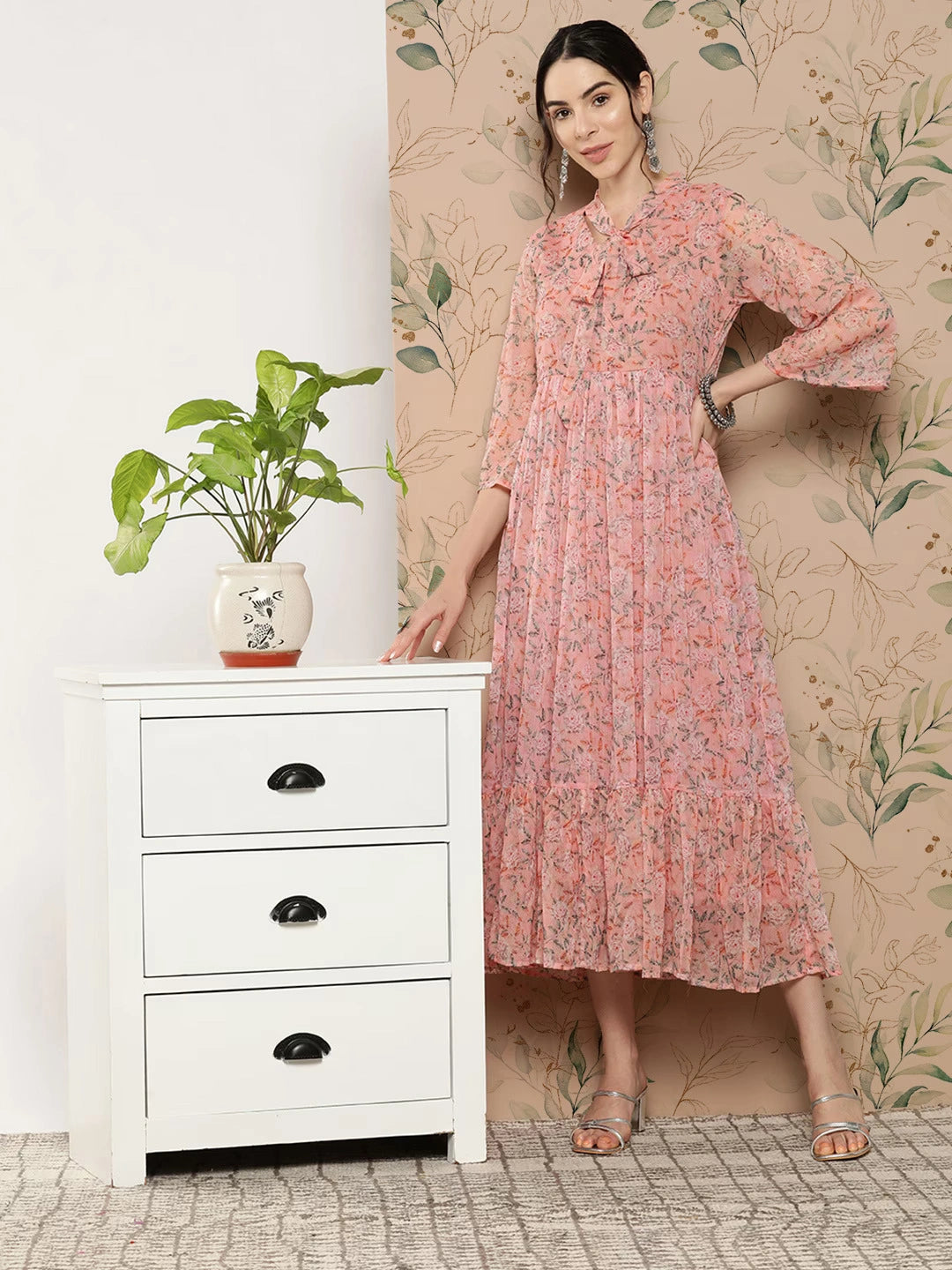 Floral Midi Dress-Yufta Store-8513DRSPCS