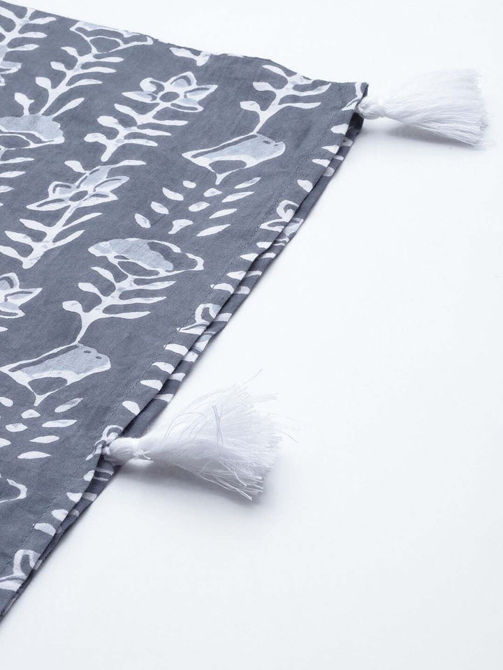 Grey & Off White Printed Kaftan-Yufta Store-9290KFTGYS