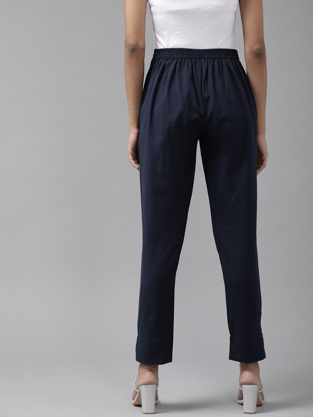 Navy Blue Cotton Fit Trousers-Yufta Store-4206PNTNBS