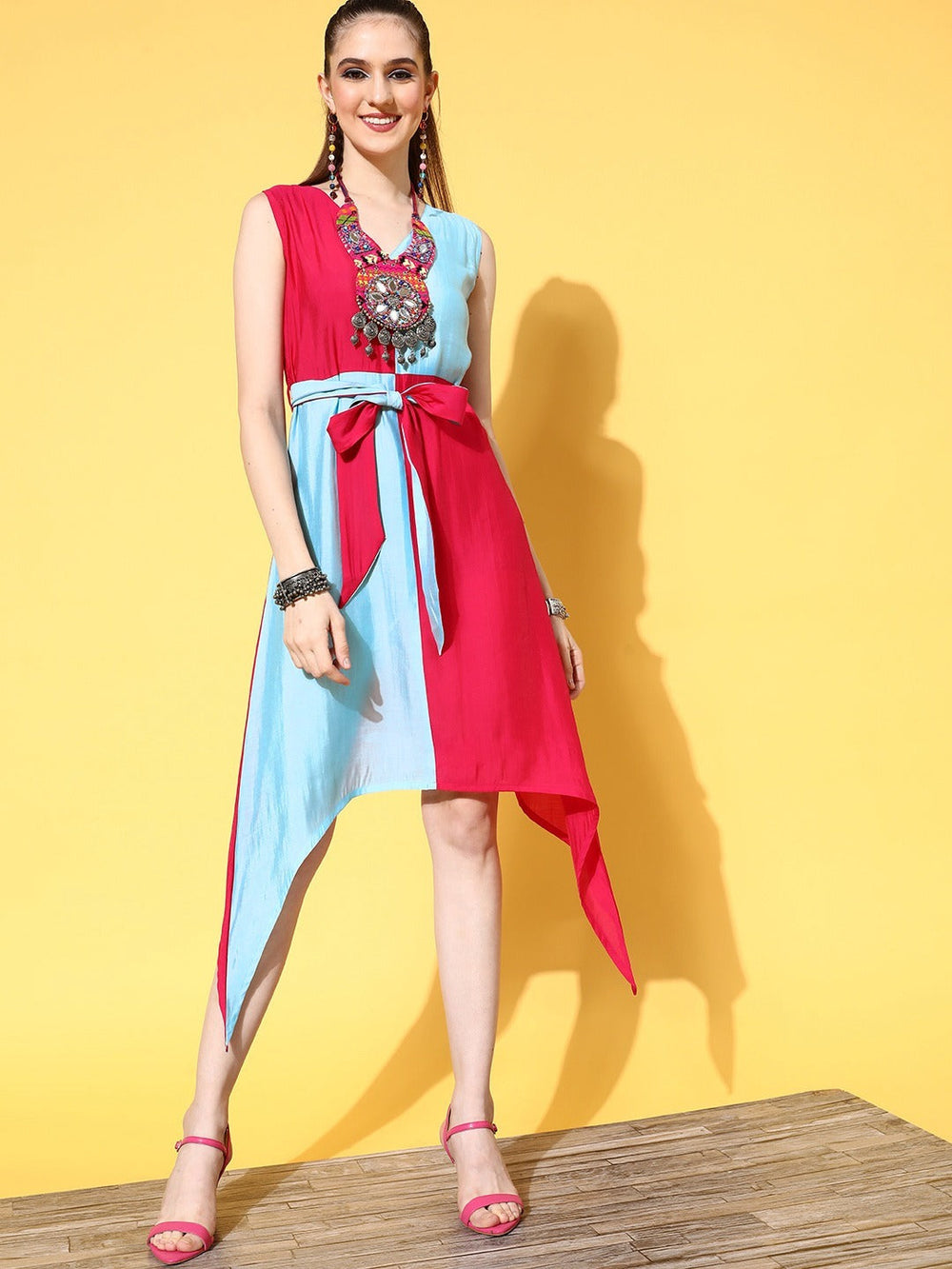 Pink Fit & Flare Dress-Yufta Store-8133DRSPKXS