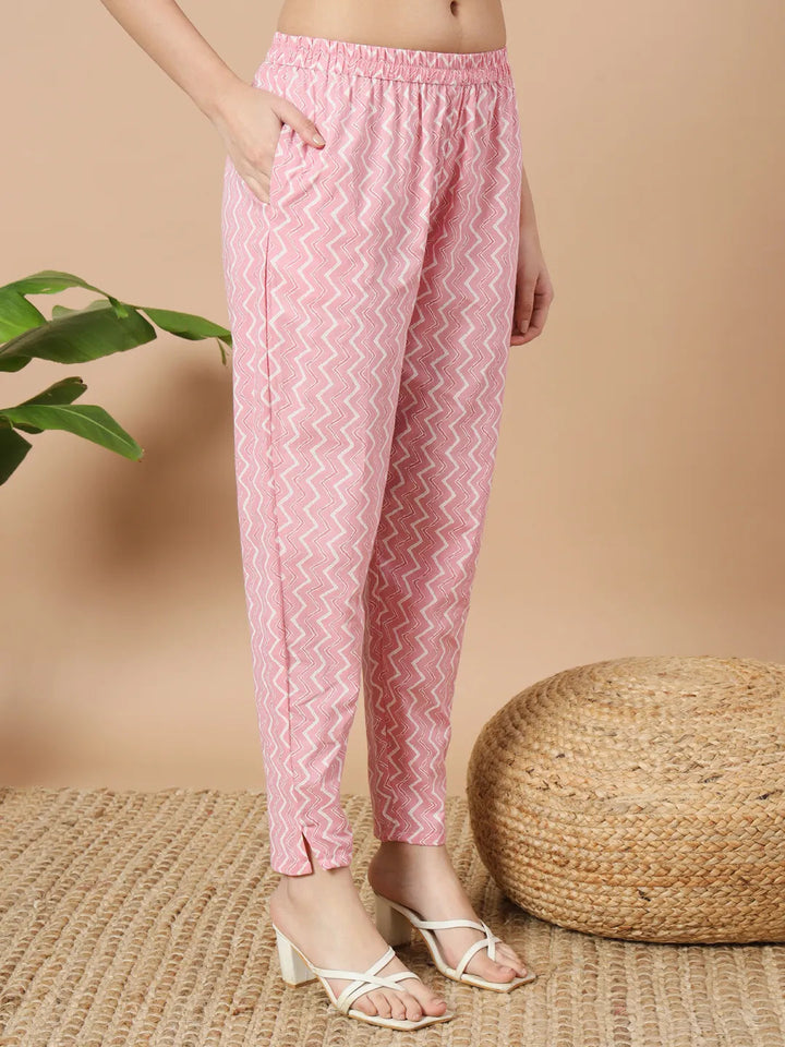 Pink Floral Print Sequins_Work Straight Kurta Trouser And Dupatta Set-Yufta Store-1752SKDPKS