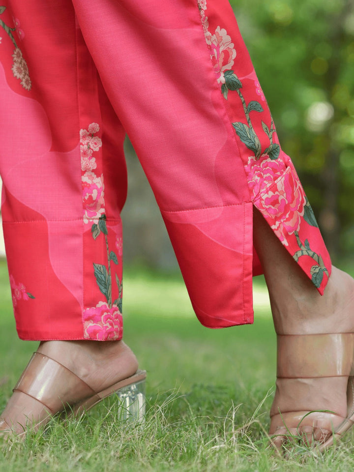 Pink Printed Shirt with Trousers Co-Ords-Yufta Store-1452CRDPKS