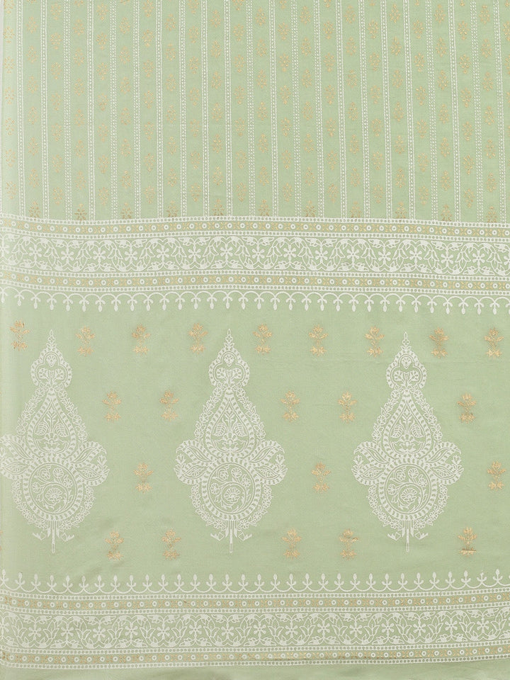 Sage Green Ethnic Motifs Printed Dupatta Set-Yufta Store-9725SKDGRS