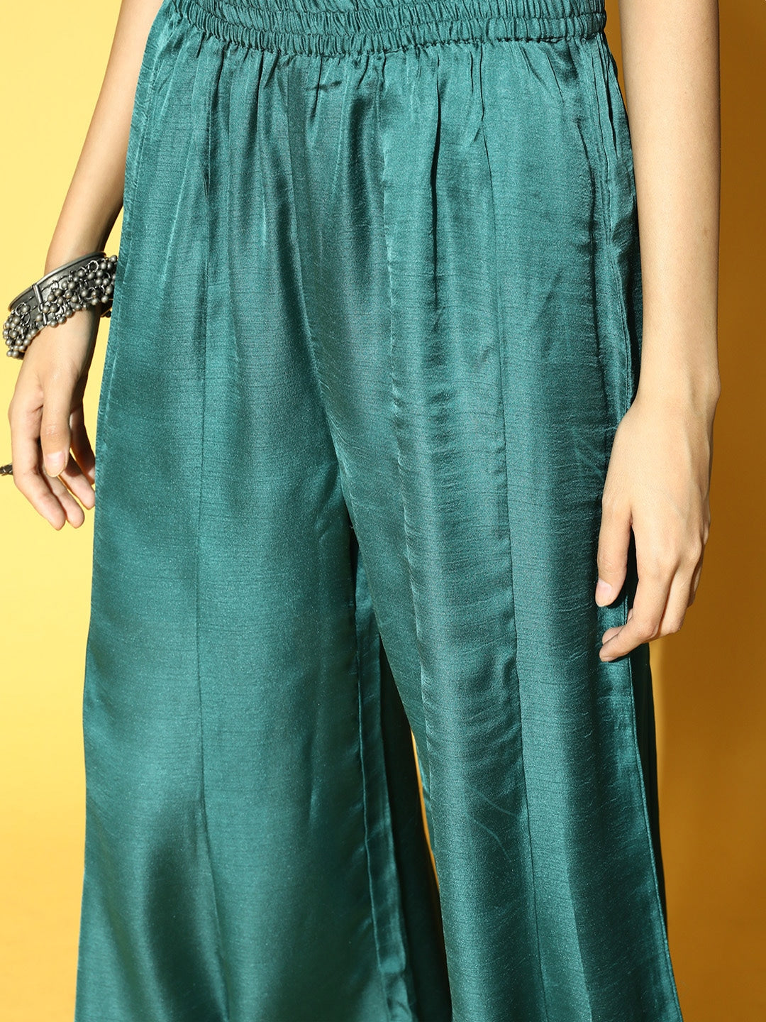 Teal Green & Golden Striped Co-Ords-Yufta Store-9630CRDTGXS