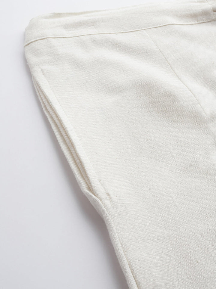 White Cotton Fit Trousers-Yufta Store-4206PNTWHS