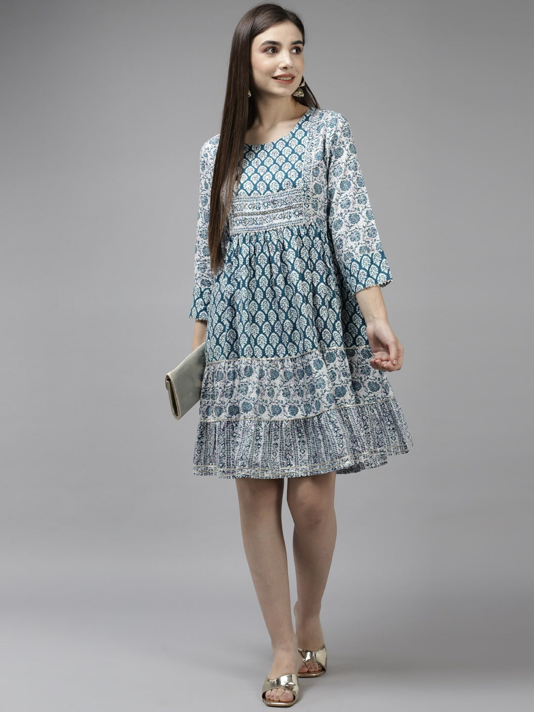 White Ethnic Dress-Yufta Store-9871DRSWHS