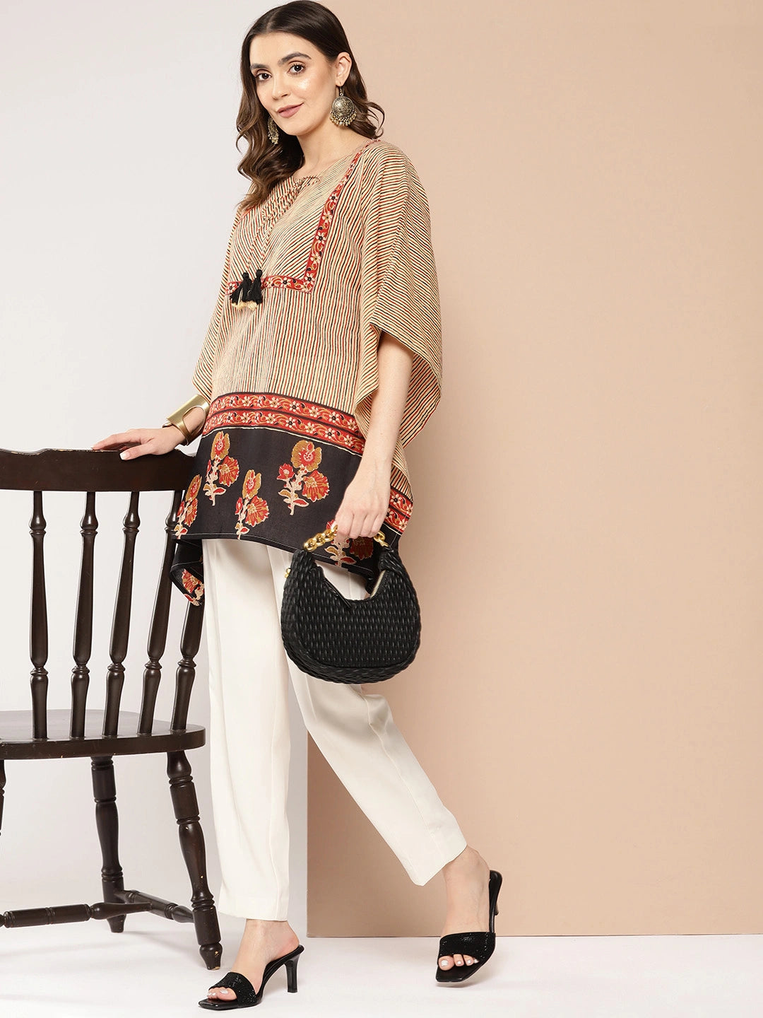 REHAB KAFTAN - DARK BEIGE
