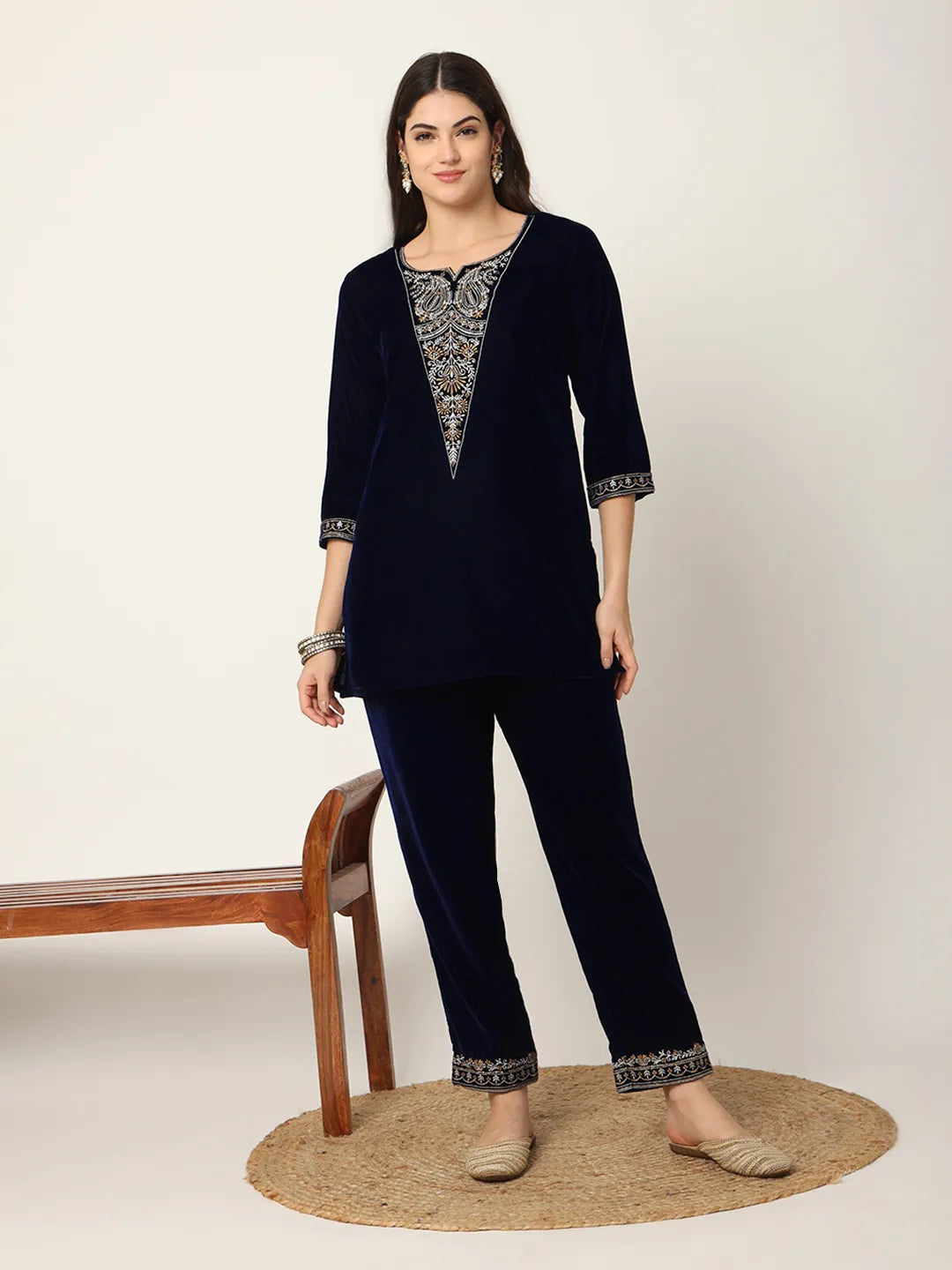 Nyx Cupro Printed Navy Co-ord Set