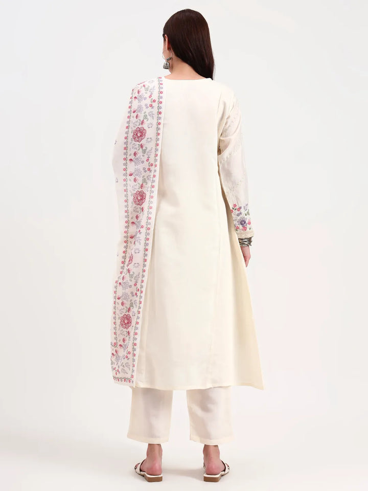 Roman Silk Cream Kurta Dupatta Pant Setset