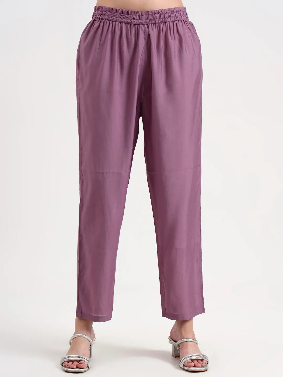 Roman Silk Lavender Kurta Dupatta Pant Setset