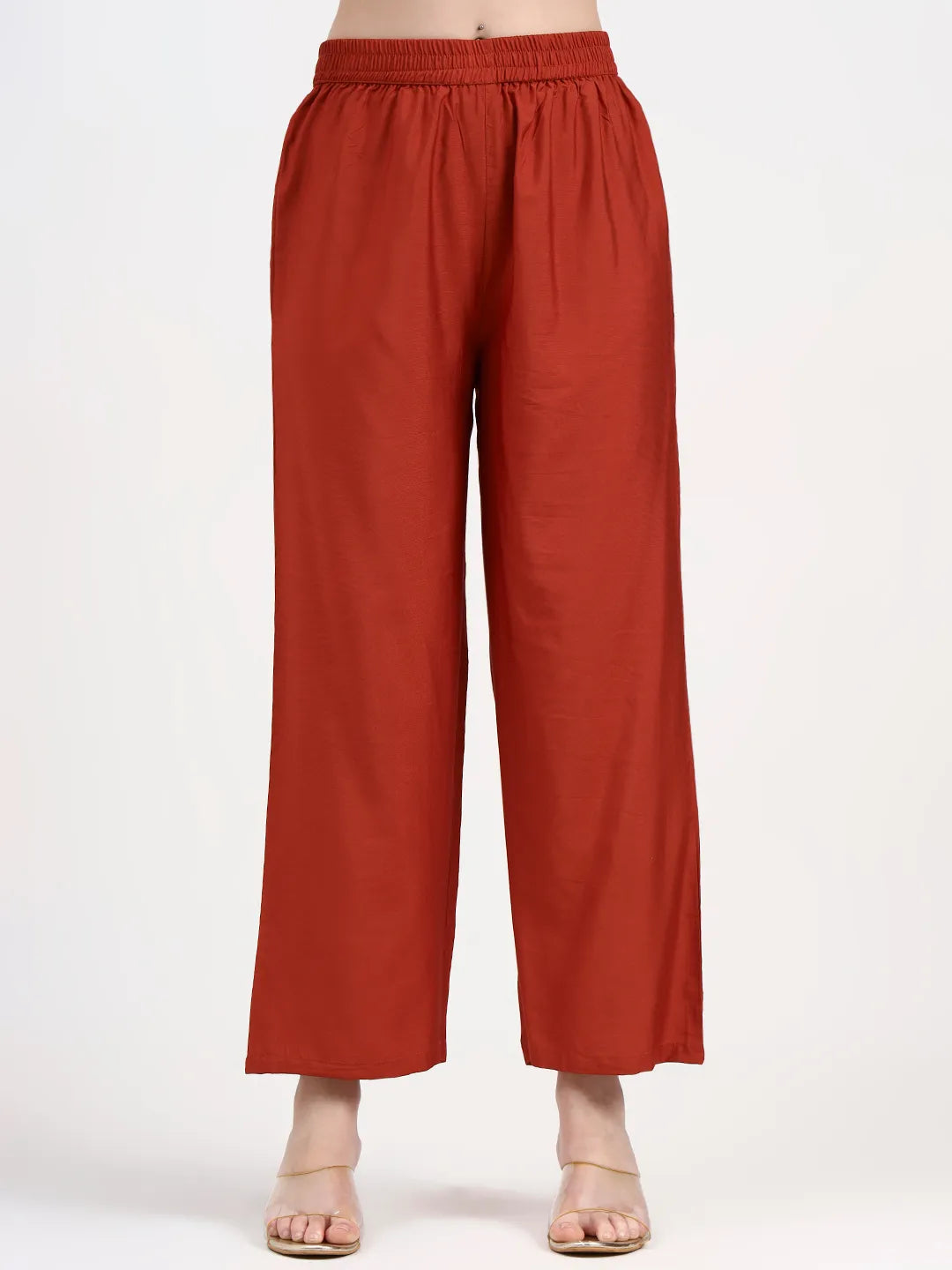 Red Mul Chanderi Silk Thread Work Anarkali Kurta Trouser Dupatta Set