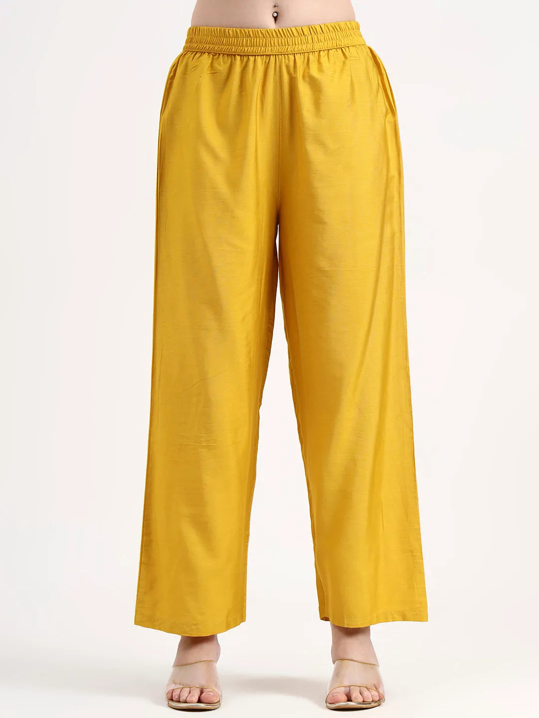 Yellow Mul Chanderi Silk Thread Work Anarkali Kurta Trouser Dupatta Set