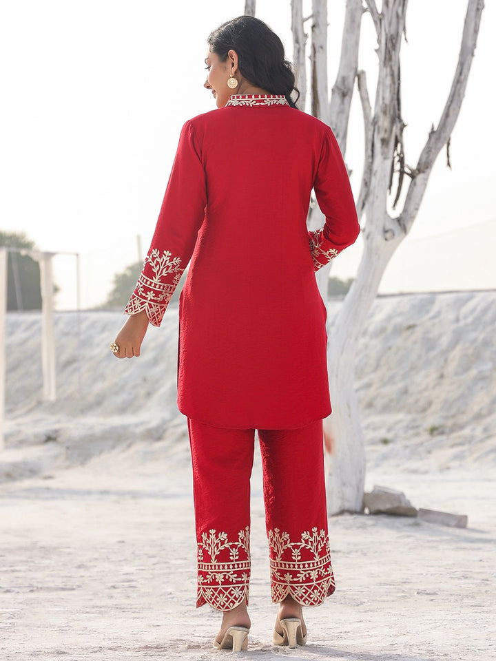 Red Pure Silk Co-ord set