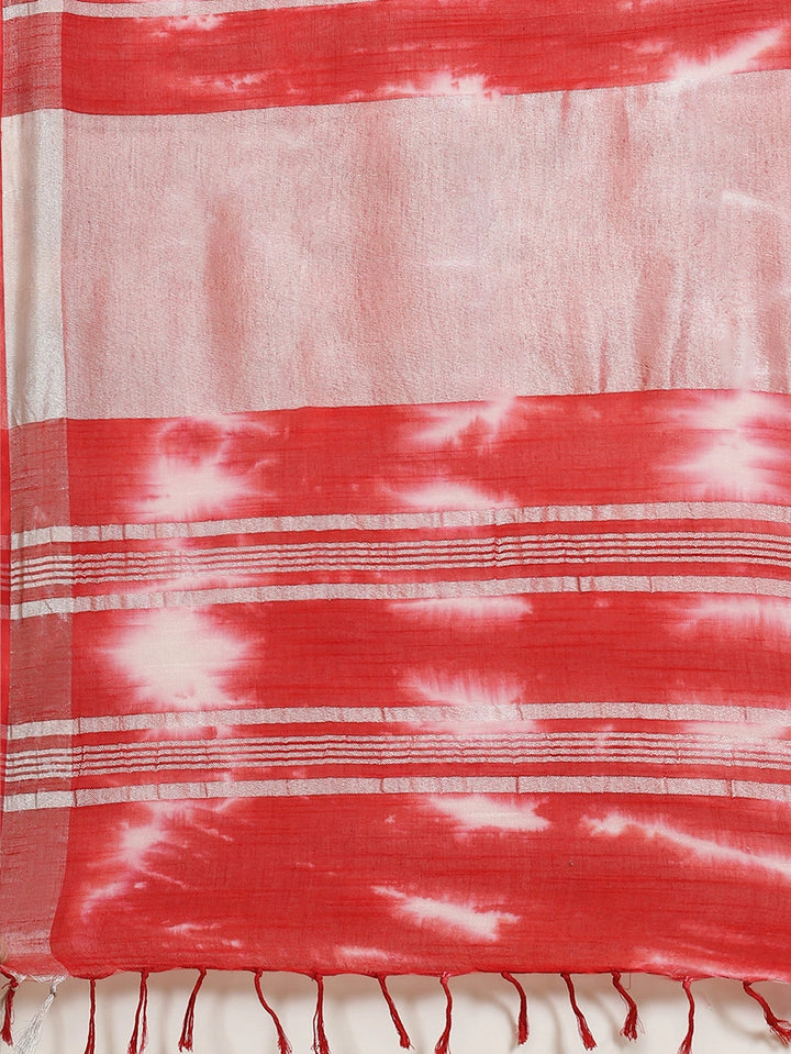 Red & White Tie and Dye Saree