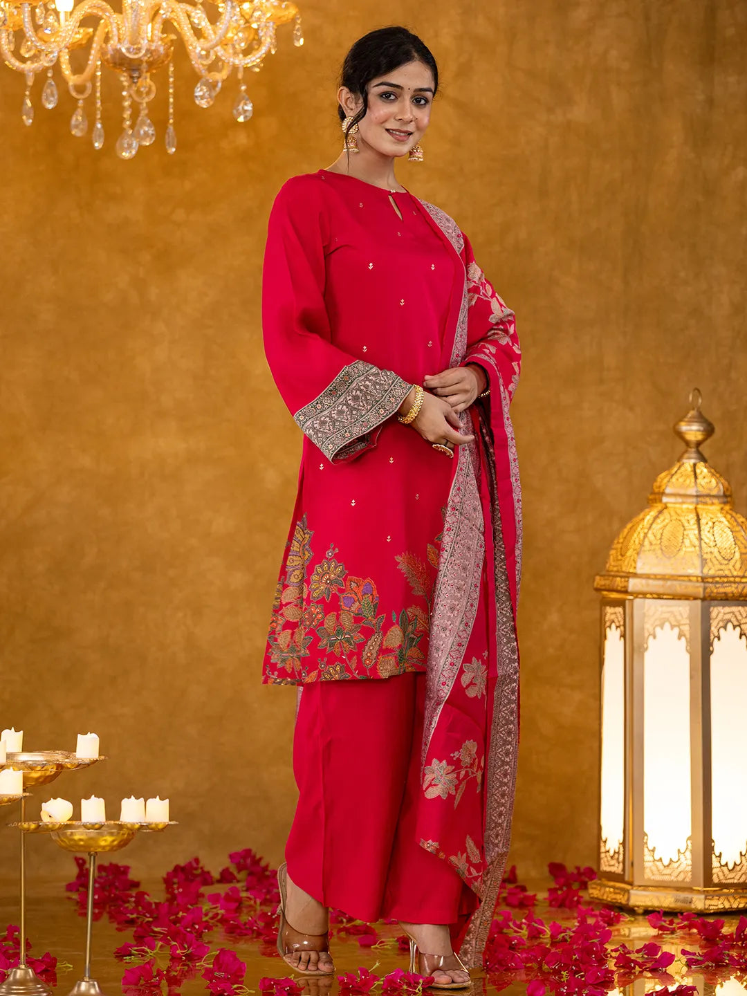 Pink Pakistani Style Kurta Dupatta Set