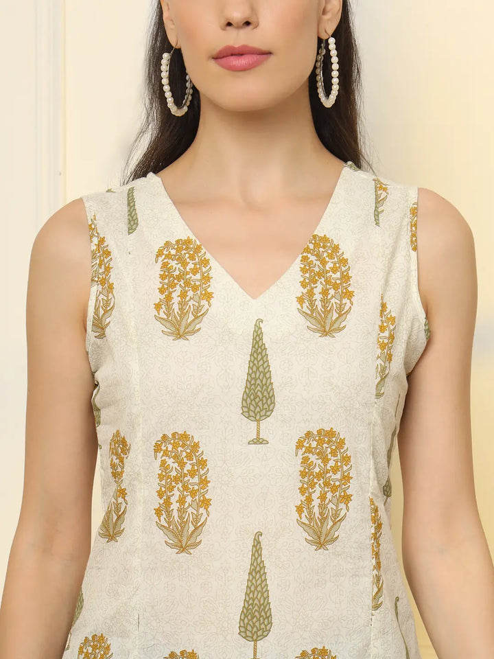 Mustard Cotton Sleeveless Boxy Top