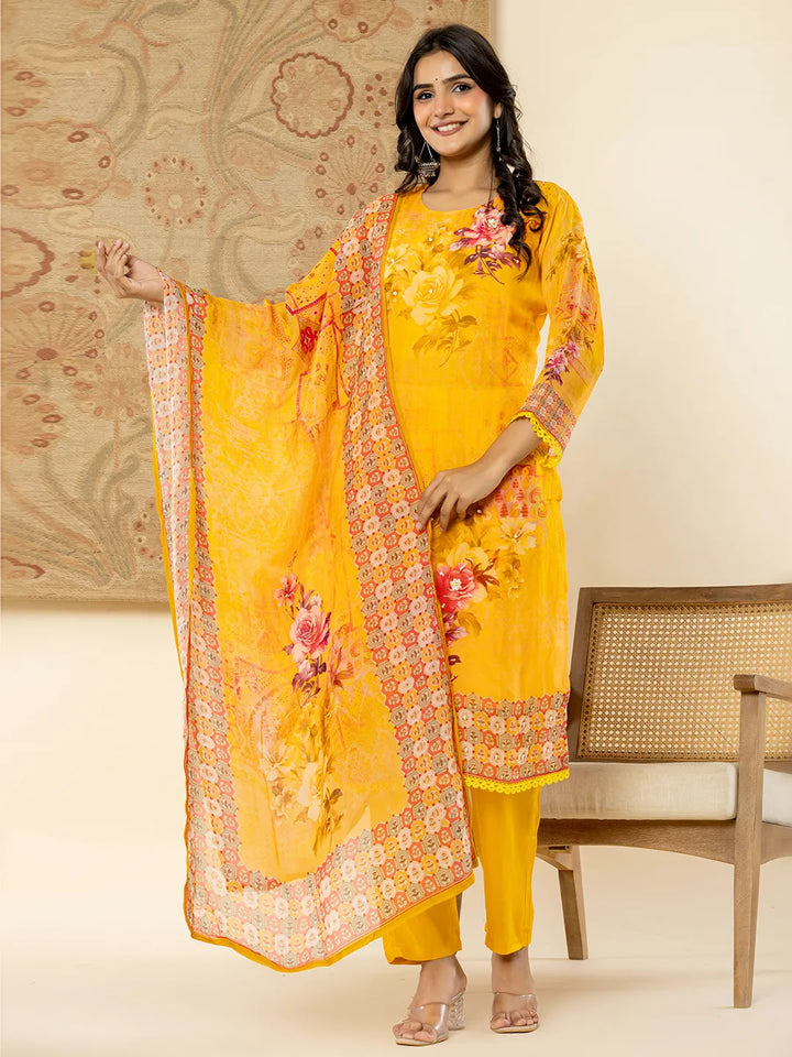 Pure Oragnza Kurta Set With Pant And Dupatta Comes With Cotton Lining And Intricate Handwork