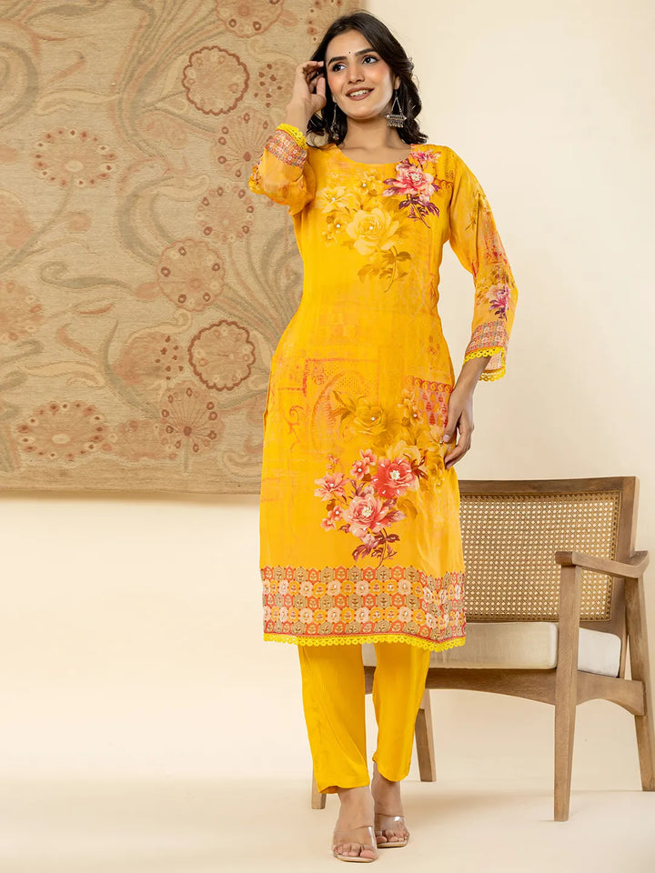 Pure Oragnza Kurta Set With Pant And Dupatta Comes With Cotton Lining And Intricate Handwork