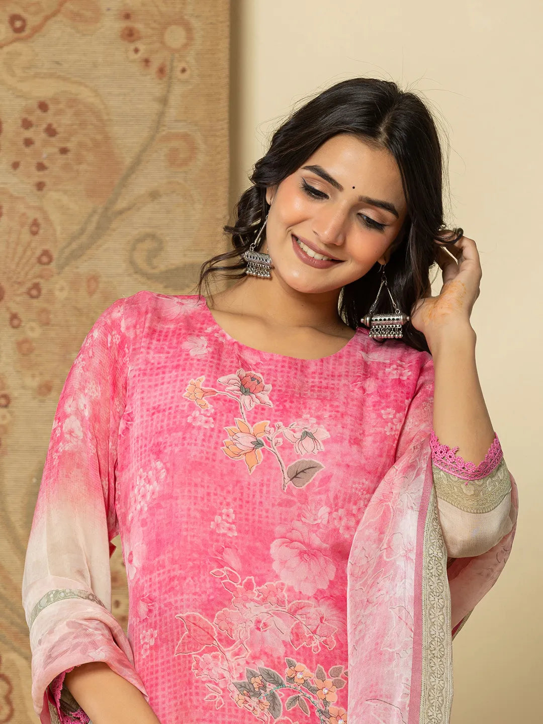 Oragnza Kurta Set With Pant And Dupatta Comes With Cotton Lining And Intricate Embroideries