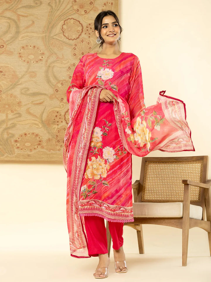 Oragnza Kurta Dupatta Set With Lining And Intricate Handwork