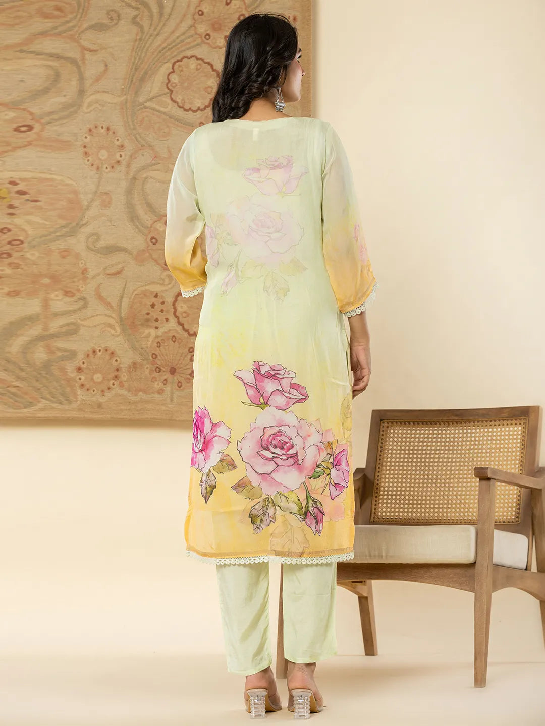 Pure Oragnza Kurta Set With Pant And Dupatta