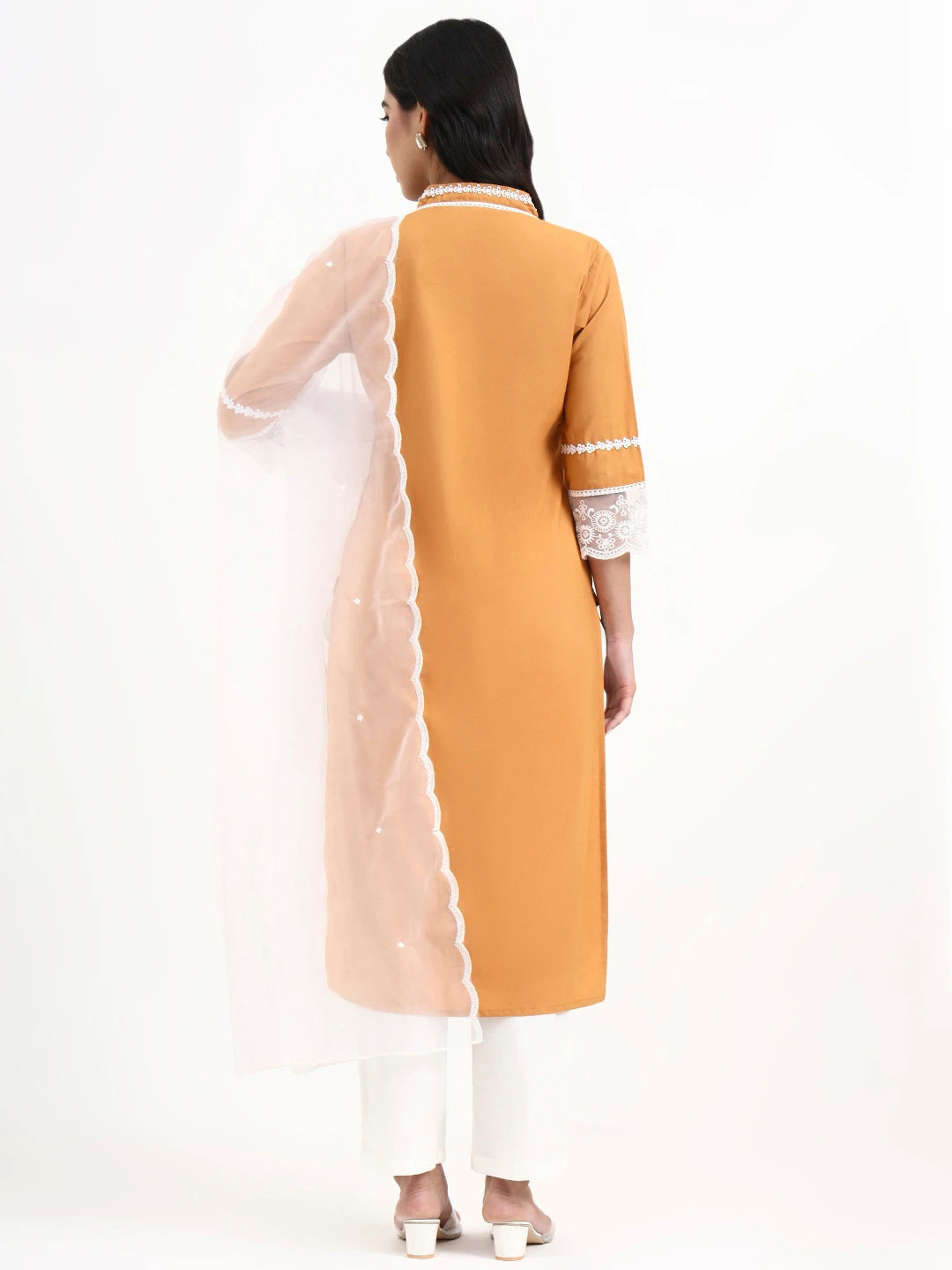 Premium Cotton Poplin Bronze Kurta Dupatta Pant Set