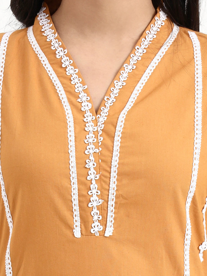 Premium Cotton Poplin Bronze Kurta Dupatta Pant Set