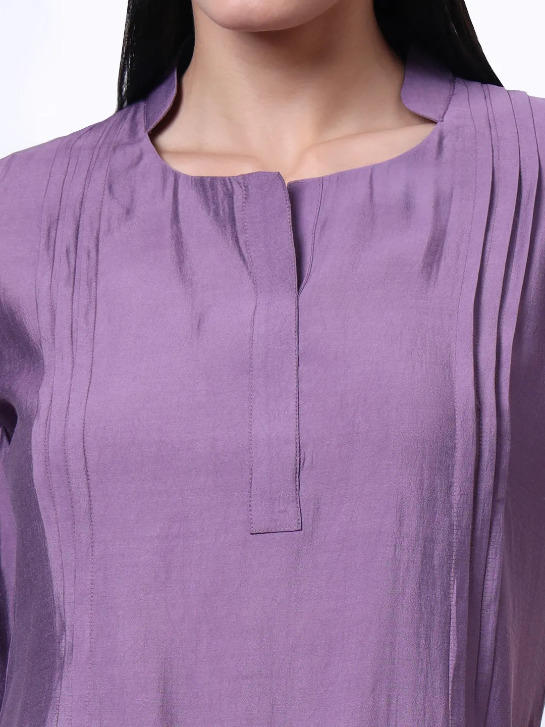 Purple Thread Work Pure Silk Blend Tunic And Trouser Co-Ord Set