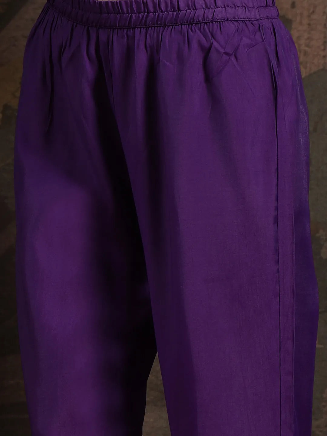 Purple Embroidered A-Line Kurta Trouser Dupatta Set