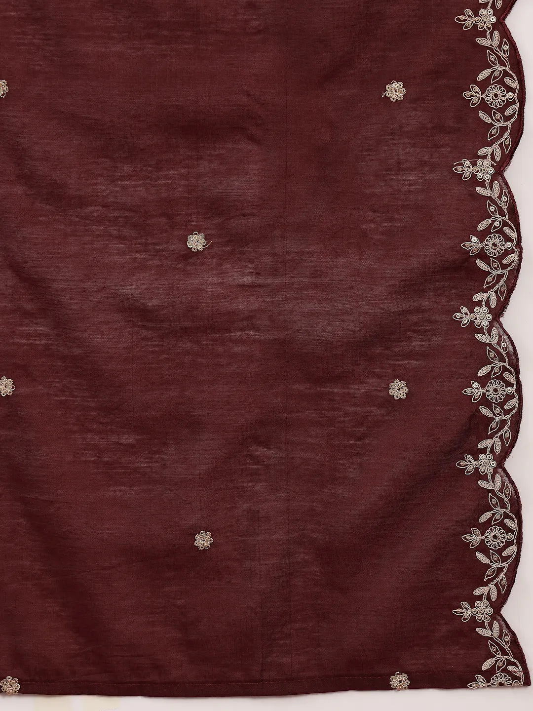 Maroon Silk Blend Kurta Dupatta Palazzo Set