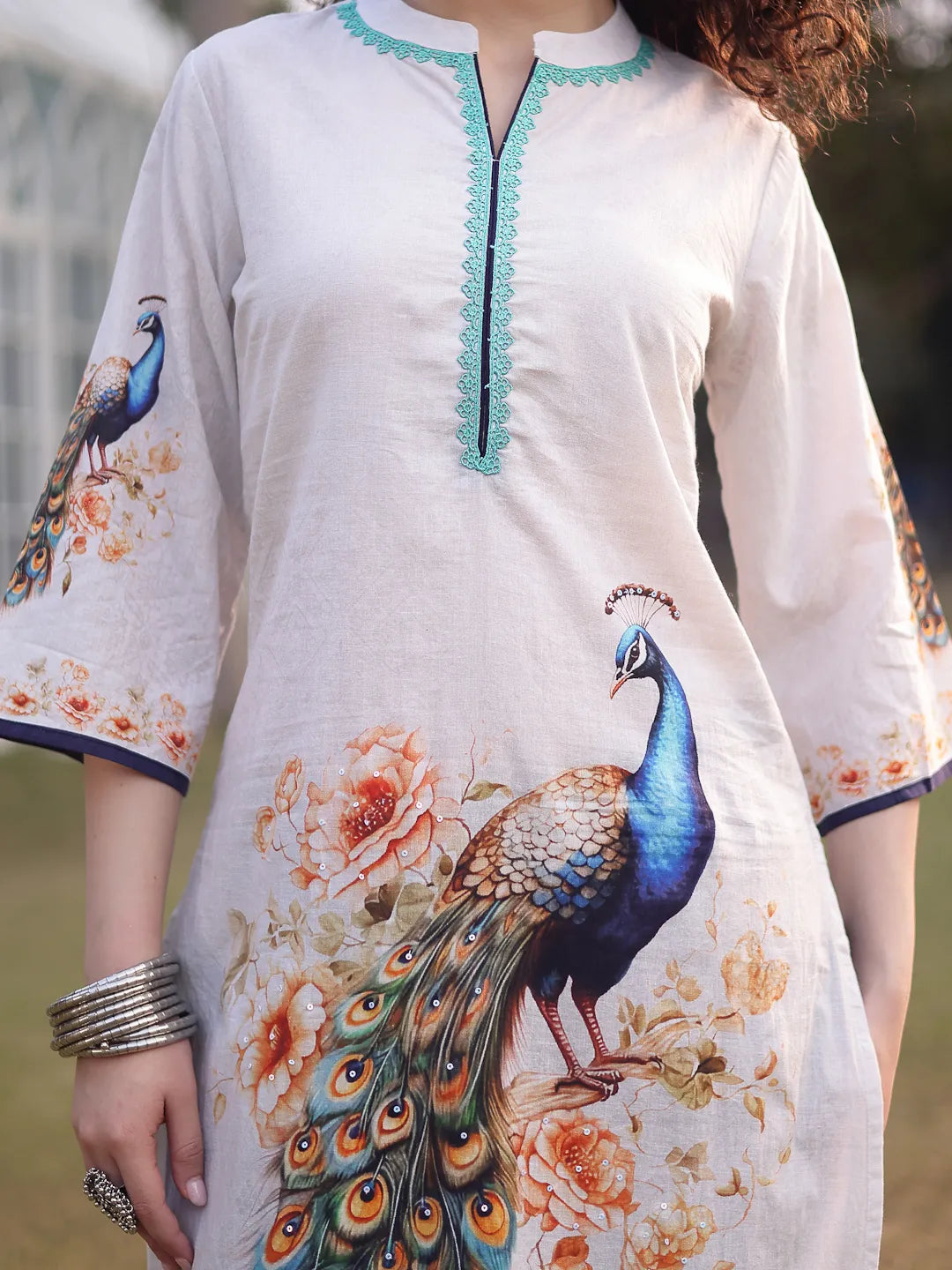 White Pure Cotton Ethnic Motifs Pakistani Style Kurta Trouser Dupatta Set