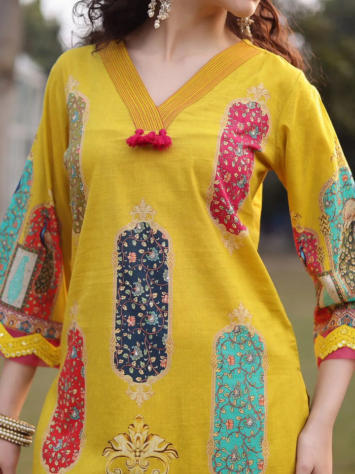 Cotton Lime Green Straight Pakistani Kurta Trouser Dupatta Set