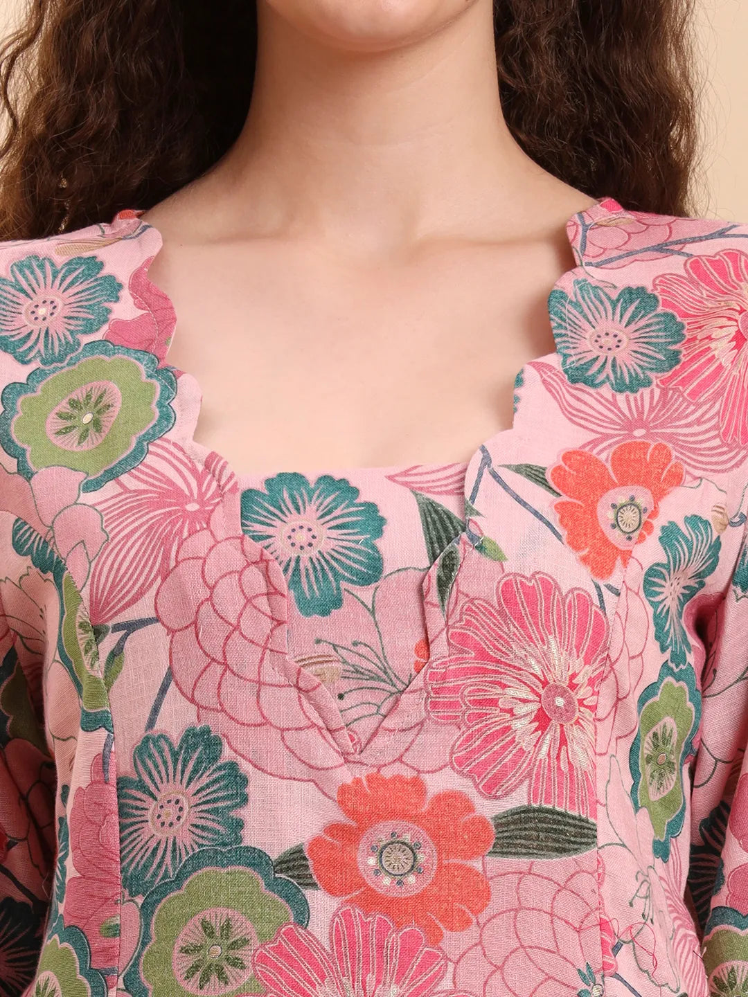 Multi Floral Print A-Line Kurta Trouser Set