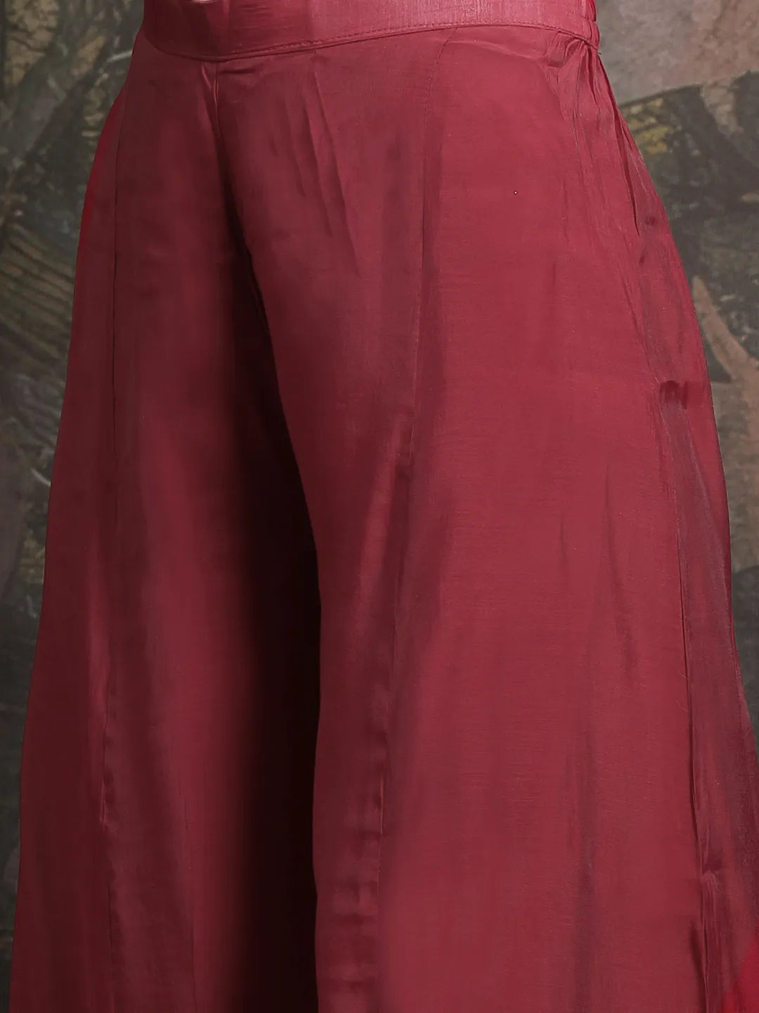 Maroon Mul Chanderi Short Kurta Palazzo Set