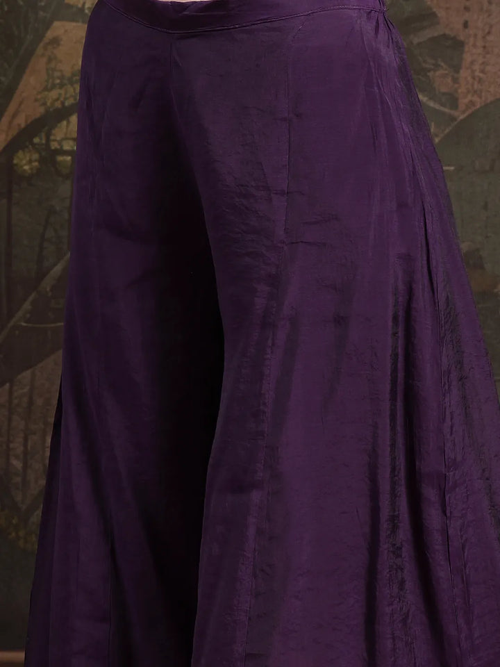 Purple Mul Chanderi Short Kurta Palazoo Set