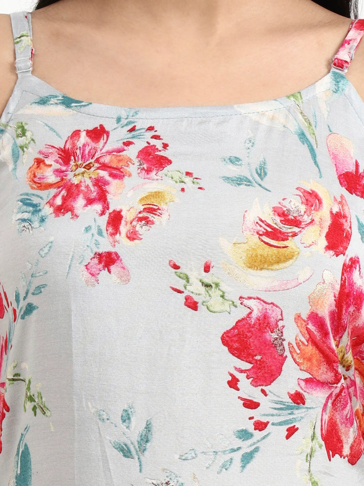 Grey Lensing Straight Kurta Set