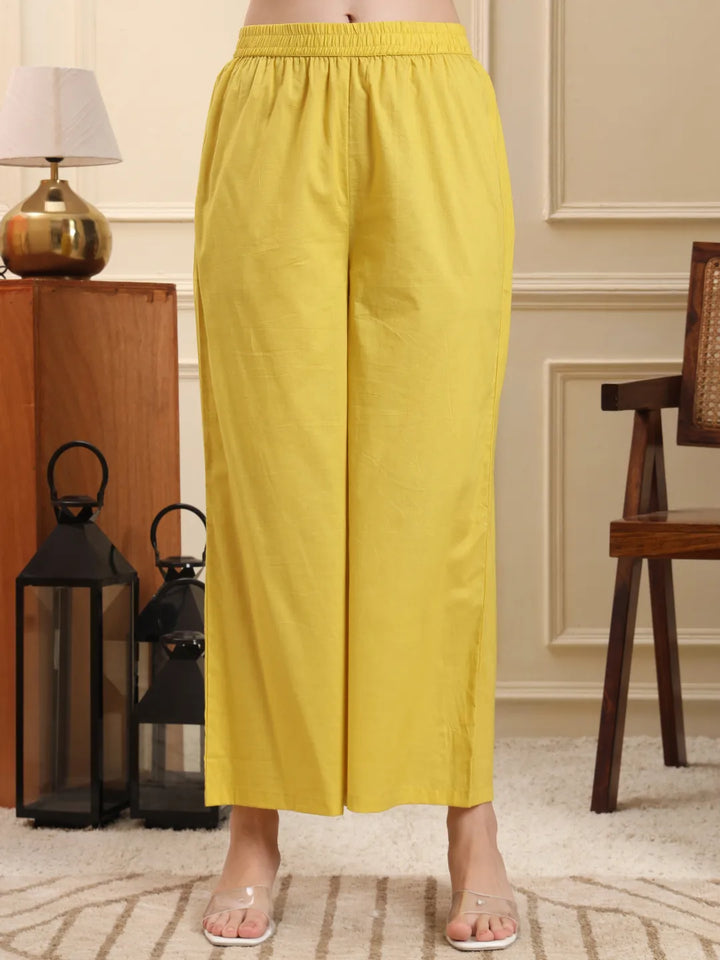 Lime Green Pure Cotton A Line Kurta Set