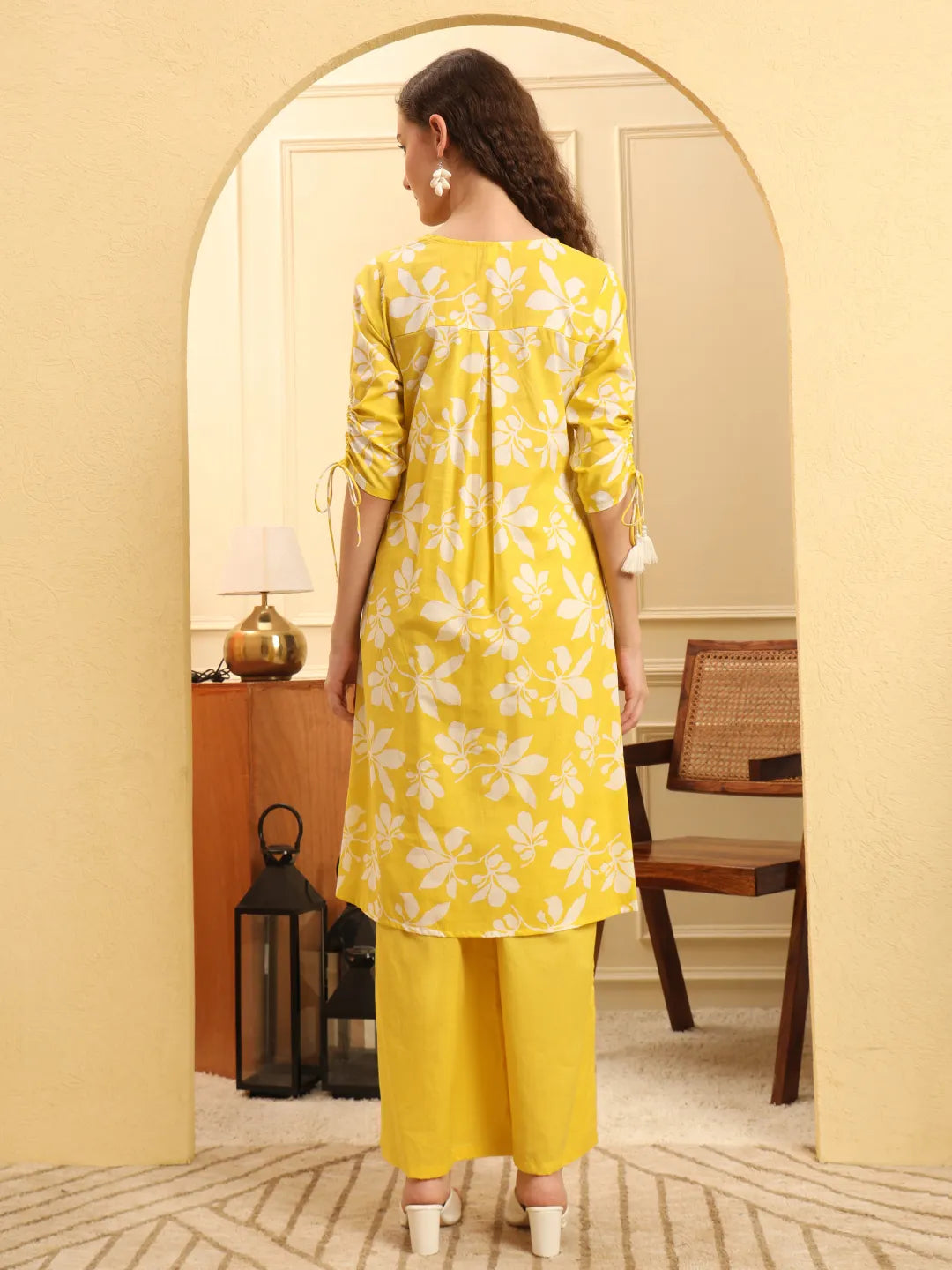 Yellow Pure Cotton  Kurta Set