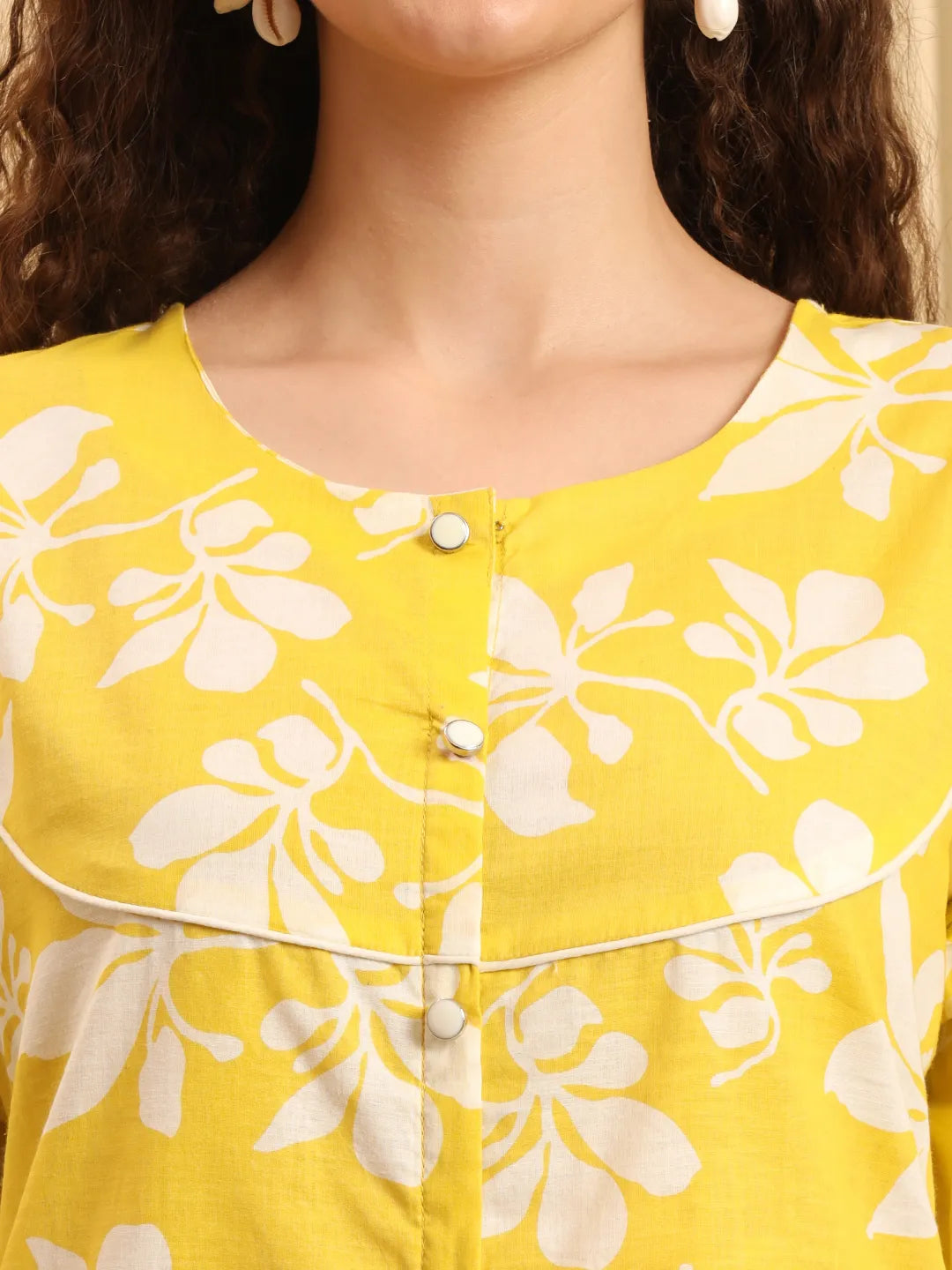 Yellow Pure Cotton  Kurta Set