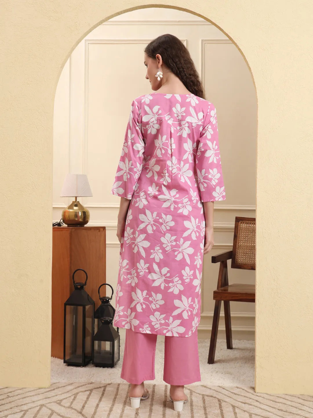 Pink Pure Cotton Straight Kurta Pant Setyufta Pink Cotton Straight Kurta Pant