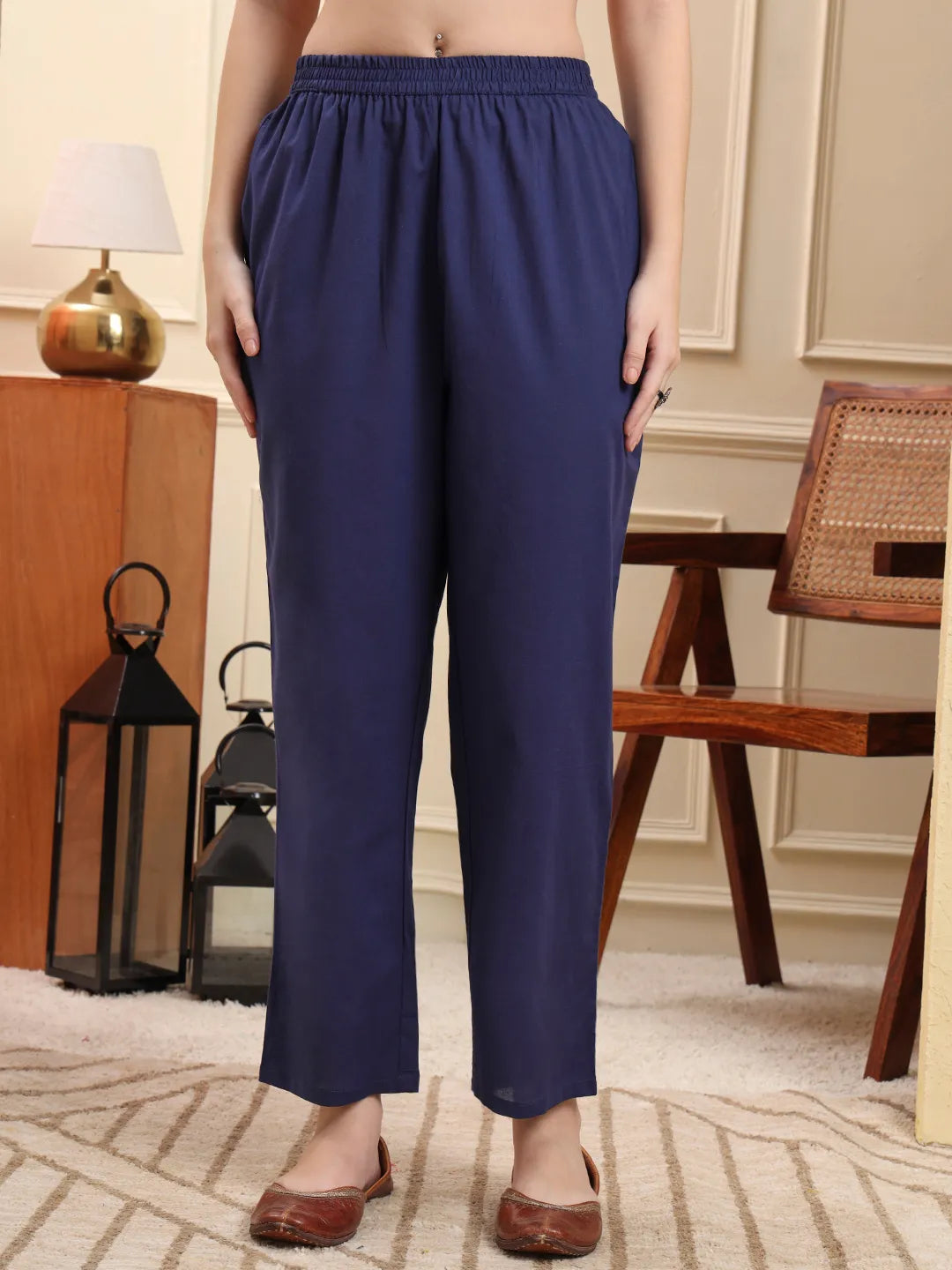 Blue Floral A-Line Maternity Kurta Trouser Dupatta Set