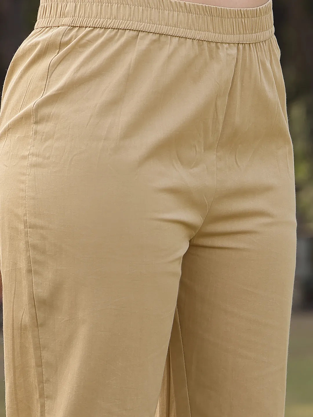 Green Floral Print Lilen A Line Have A Lining Kurta Trouser Dupatta Set