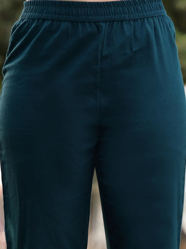 Grey Floral Print Lilen A Line Have A Lining Kurta Trouser Dupatta Set