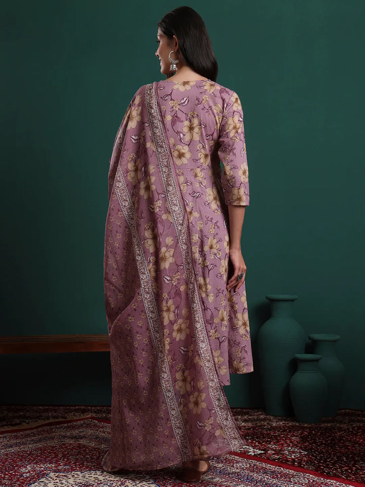 Yellow Floral Print Maternity A-Line Kurta Trouser Dupatta Set