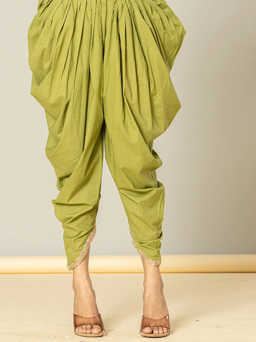 Green Peplum Dhoti Dupatta Set