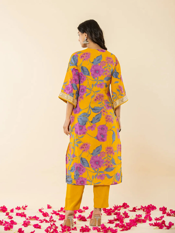 Cotton Mustard Kurta Pant Dupatta Set