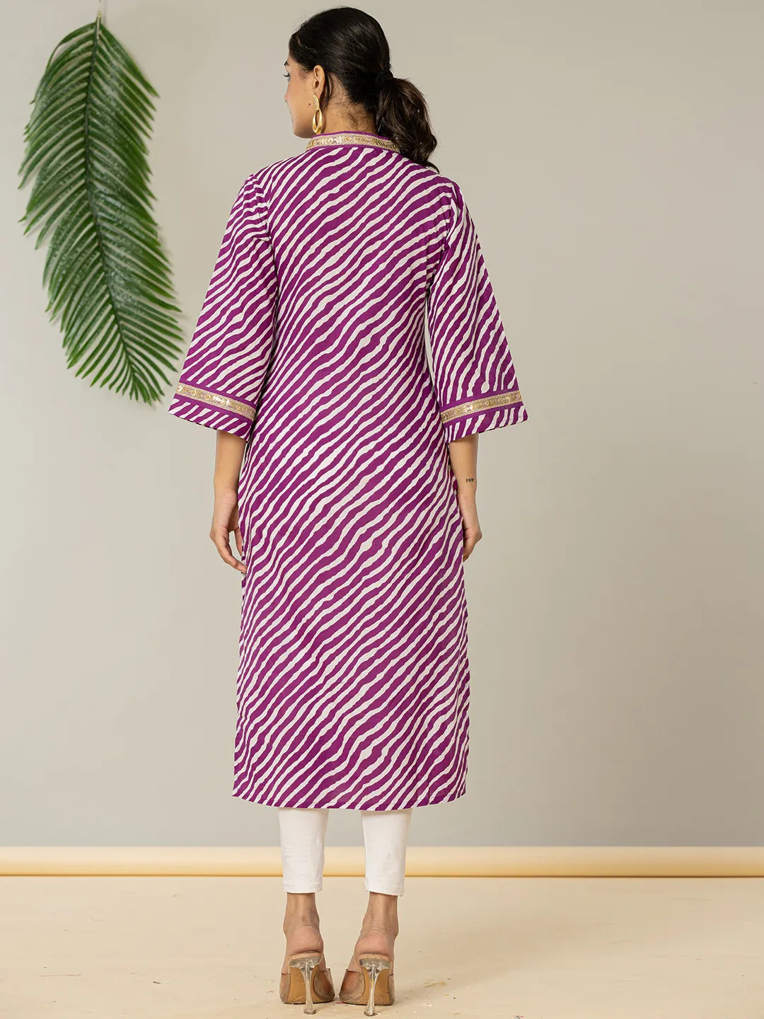 Cotton Purple Leheriya Kurta