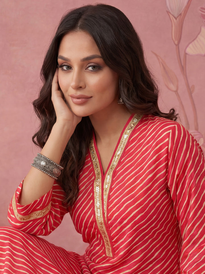 Cotton Pink Leheriya Kurta